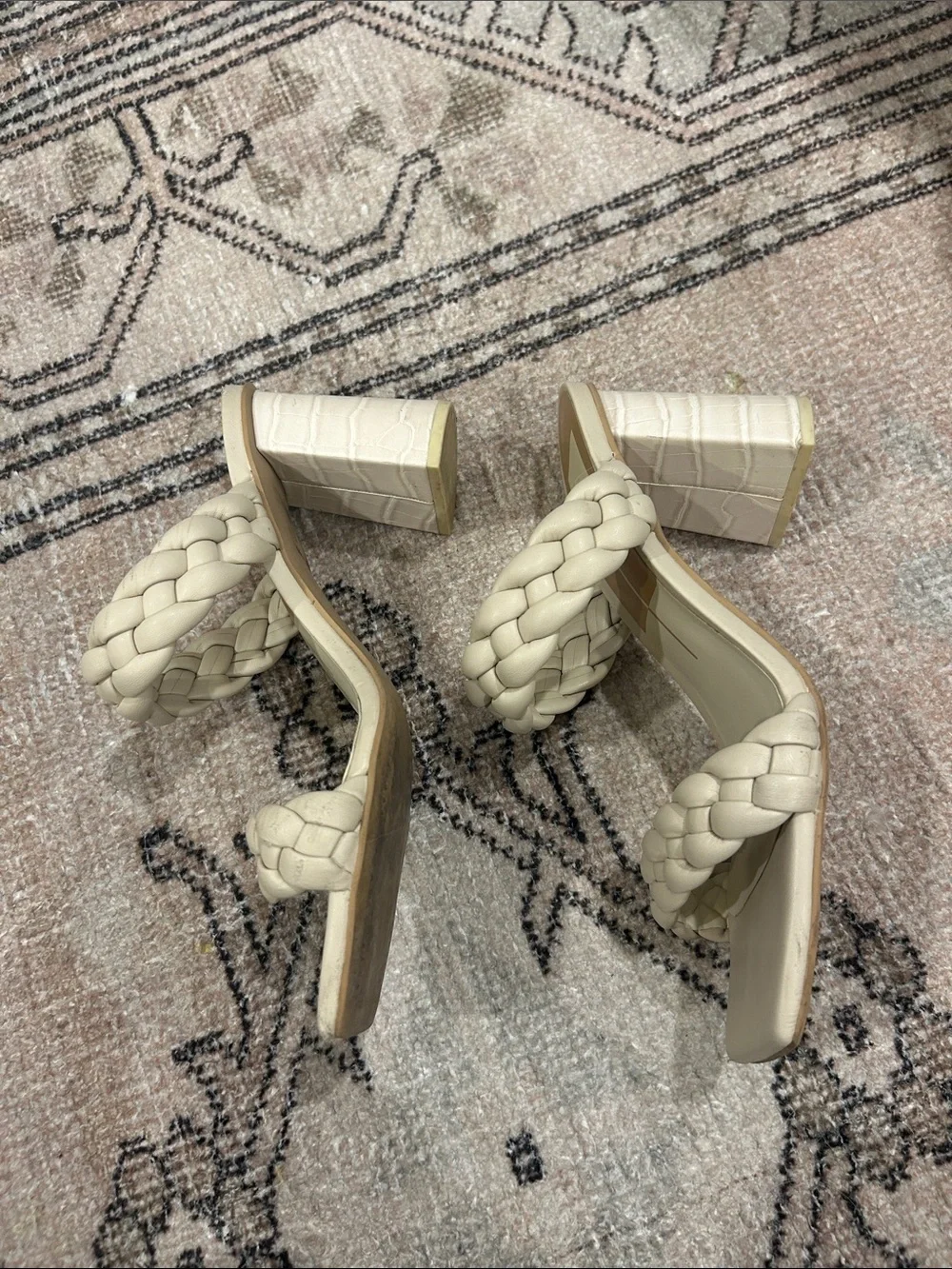 Dolce Vita Braided Double-Strap Slide Sandals in Cream